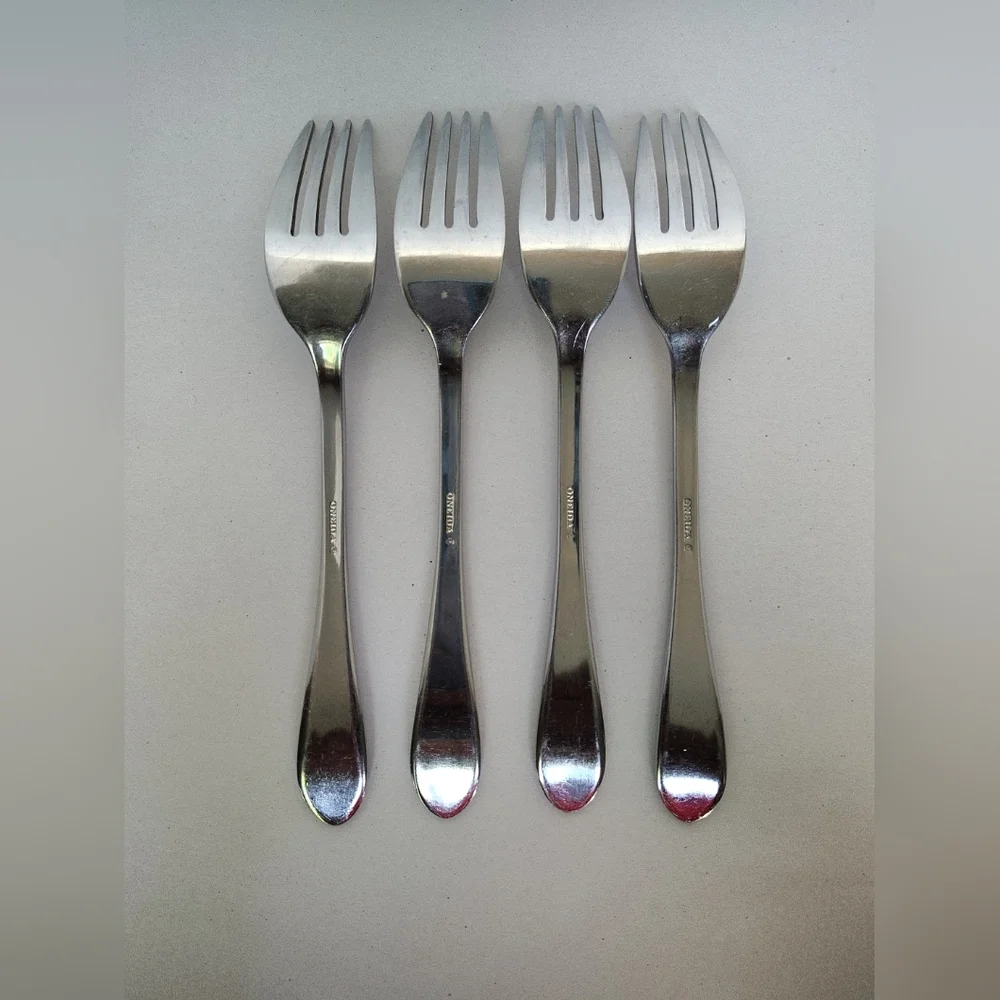 Oneida Stainless JOANN Dinner Forks JOANNE Set of 4 Frosted Glossy Flatware #